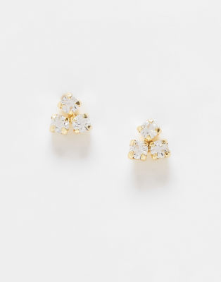 Kingsley Ryan Kingsley Ryan 3 crystal cluster stud in gold plated