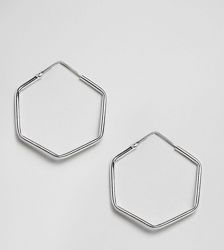 Kingsley Ryan 30mm hexagon hoop earrings in sterling silver
