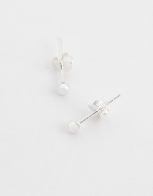 Kingsley Ryan 3mm ball stud earrings in sterling silver, 4 of 4