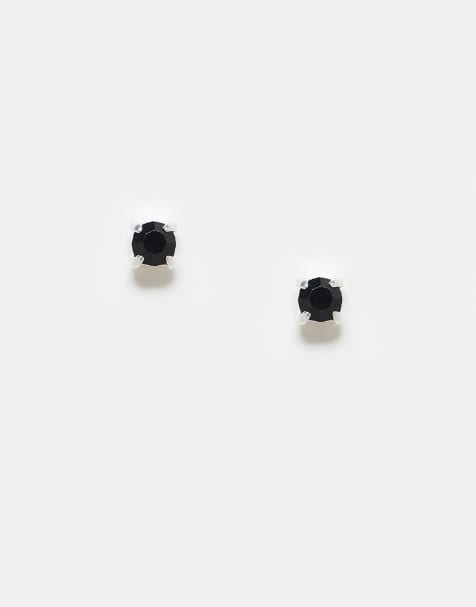 Kingsley Ryan 3mm black gem set stud in sterling silver - view 1