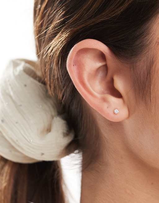 Kingsley Ryan – 3 mm breite, runde Ohrstecker aus Sterlingsilber mit transparenten Schmucksteinen, 3 von 3