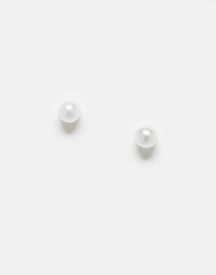 Kingsley Ryan Kingsley Ryan 3mm faux pearl stud earrings in sterling silver