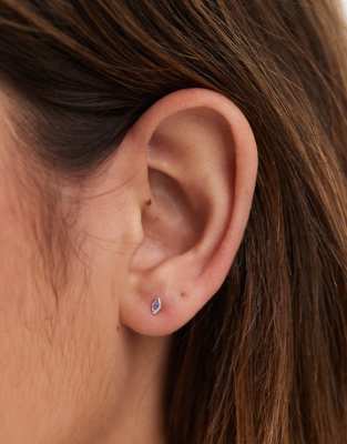 Kingsley Ryan Kingsley Ryan 3mm gemset rainbow petal stud earrings in sterling silver