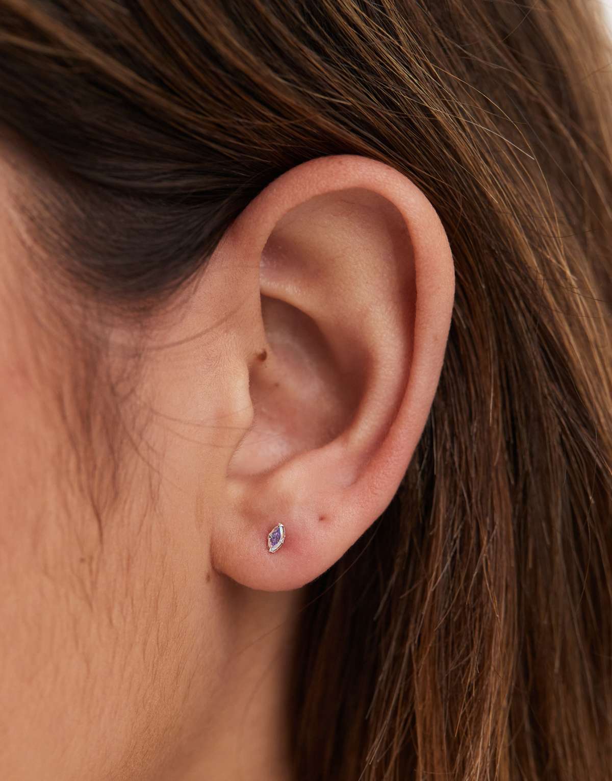 Kingsley Ryan 3mm gemset rainbow petal stud earrings in sterling silver