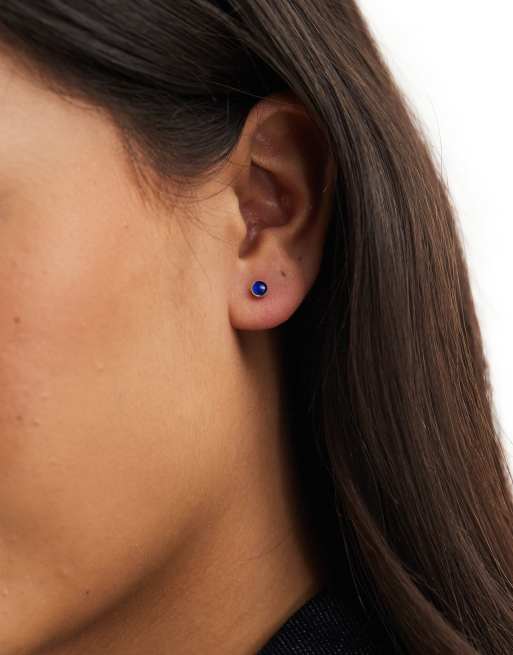 Kingsley Ryan 3mm round lapis stud earrings in sterling silver, 3 of 3