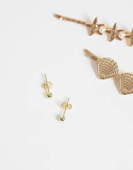 Kingsley Ryan 4 mm gladde bolstud in 14kt verguld messing, 2 van 4
