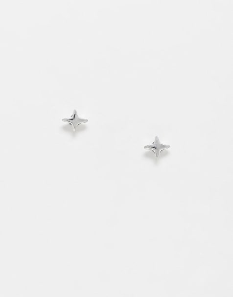 Kingsley Ryan 4-pointed star stud earrings in sterling silver - view 1