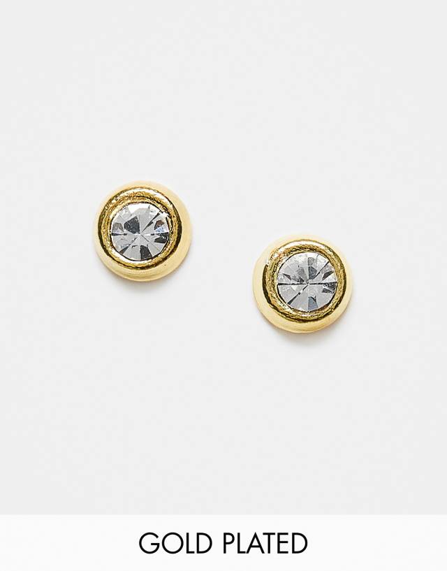 Kingsley Ryan - 4mm bezel set round gem stud earrings in gold plated