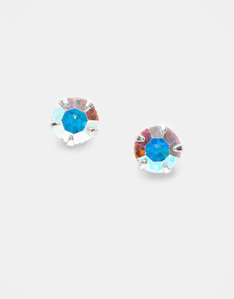 Kingsley Ryan 4mm iridescent stud earrings in sterling silver - view 1
