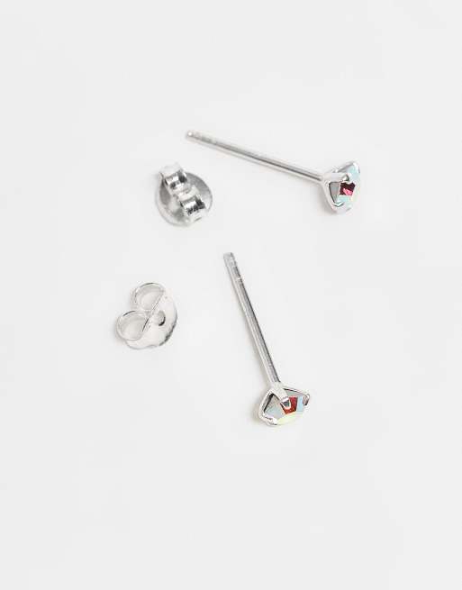Kingsley Ryan 4mm iridescent stud earrings in sterling silver