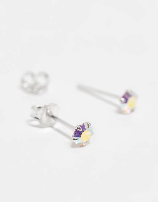 Kingsley Ryan 4mm iridescent stud earrings in sterling silver