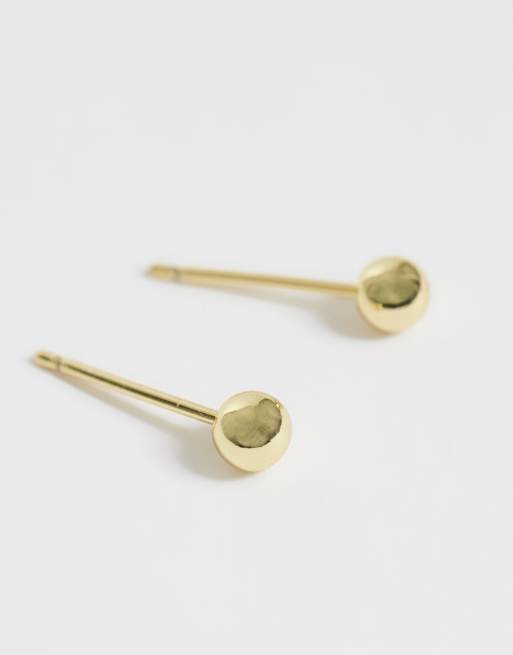 Kingsley Ryan 4mm plain ball stud earrings in 14ct gold plated, 3 of 4
