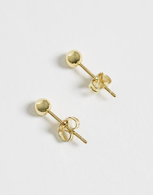 Kingsley Ryan 4mm plain ball stud earrings in 14ct gold plated, 4 of 4