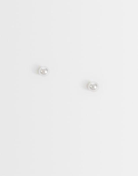 Kingsley Ryan 4mm plain ball stud earrings in faux pearl - view 1