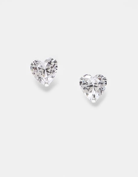 Kingsley Ryan 5mm crystal heart stud earrings in sterling silver - view 1