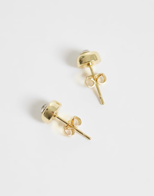 Kingsley Ryan 5mm gemset round stud earrings in 14ct gold plated, 3 of 4