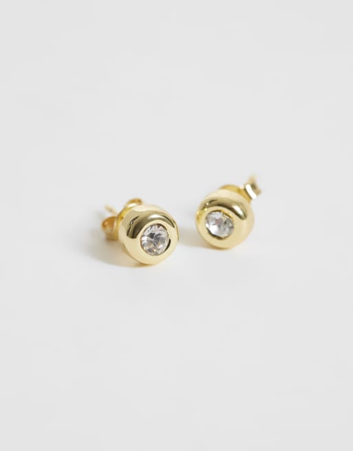 Kingsley Ryan 5mm gemset round stud earrings in 14ct gold plated, 4 of 4