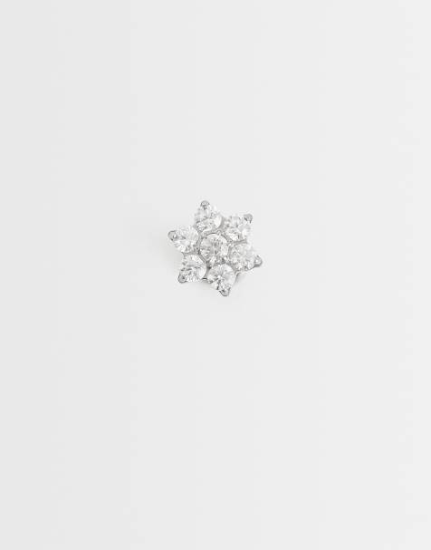 Kingsley Ryan – 6-milimetrowy kolczyk labret ze srebra wysokiej próby, z kryształkami - view 1