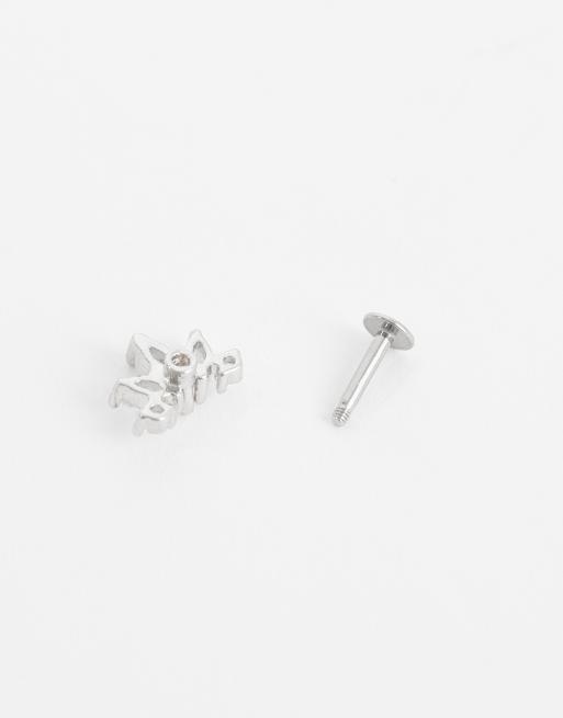 Kingsley Ryan – 6-mm-Labret-Piercing aus Chirurgenstahl mit Blütenblatt-Design mit Schmucksteinen, 2 von 3