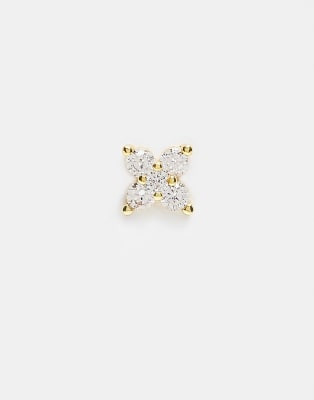 Kingsley Ryan 6mm crystal flower labret ear piercing in gold plated-Silver φωτογραφία