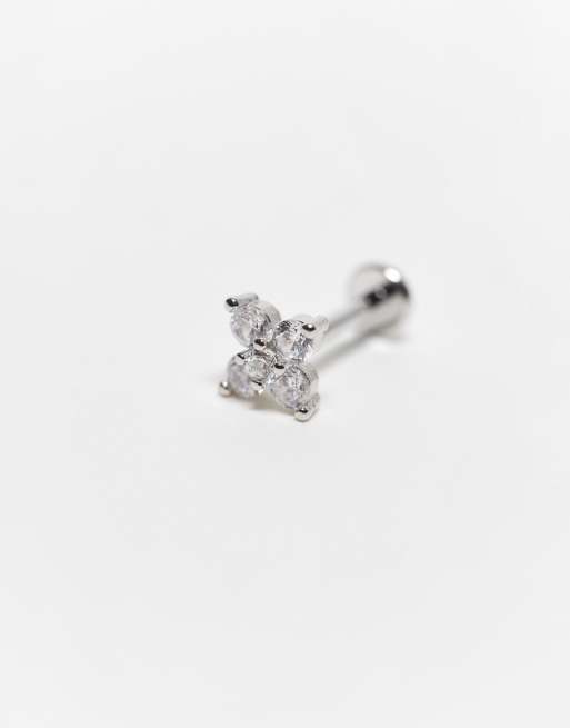 Kingsley Ryan 6mm gemset flower labret ear piercing in stainless steel, 2 of 3