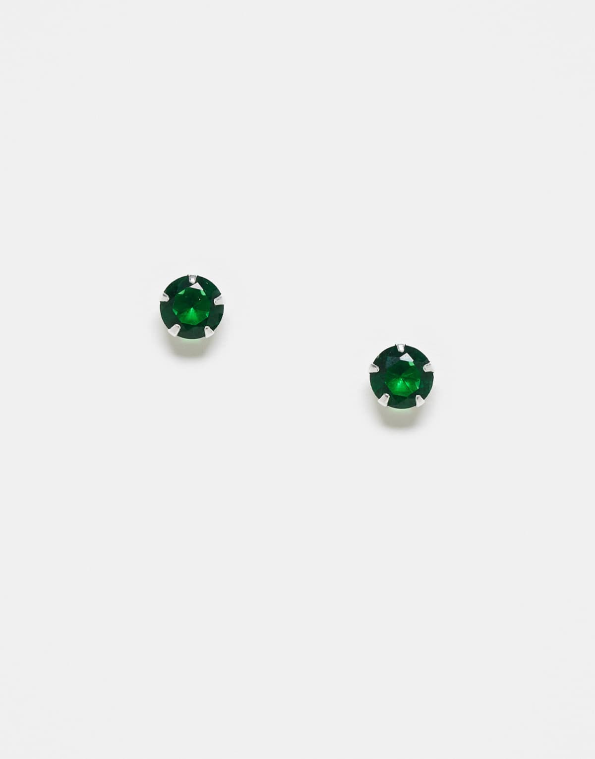 Kingsley Ryan 6mm green gem set stud earrings in sterling silver