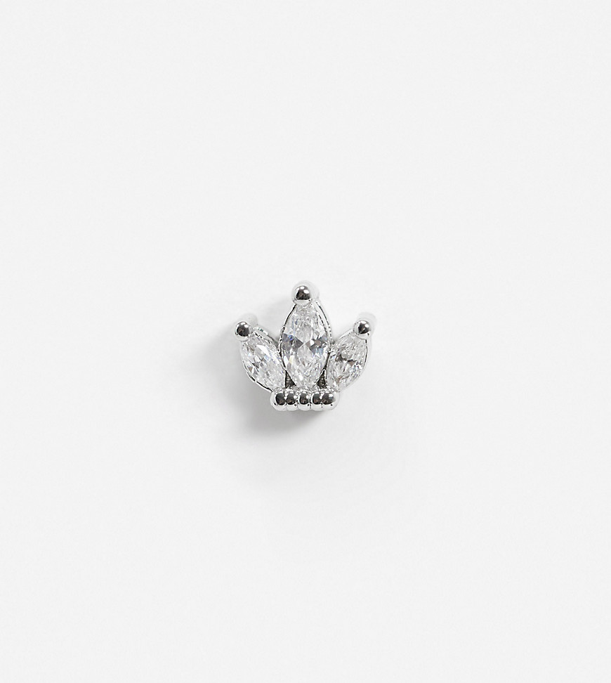 Kingsley Ryan - 6mm labret-øreringe i sterlingsølv-krystal