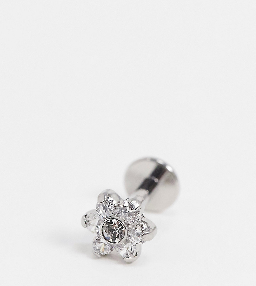 Kingsley Ryan 6mm labret single earring in silver flower stud