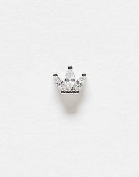 Kingsley Ryan 6mm multi crystal gemset crown labret ear piercingin stainless steel - view 1