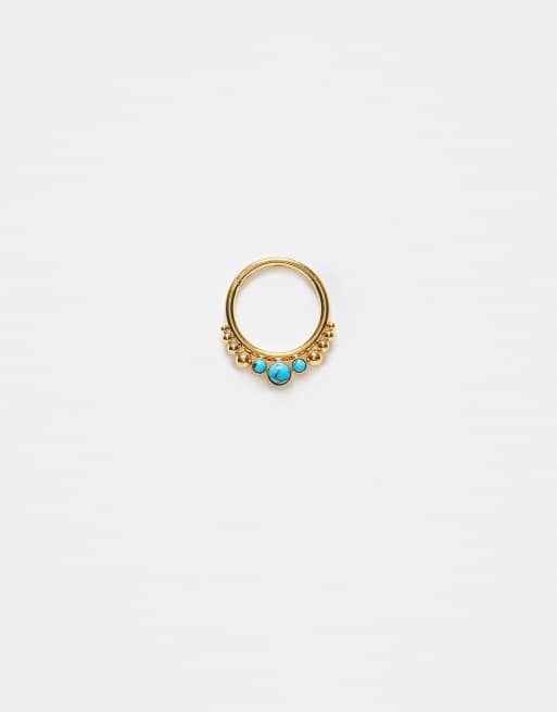 Kingsley Ryan 6mm turquoise gemset clicker earring in gold plated