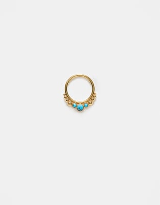 Kingsley Ryan Kingsley Ryan 6mm turquoise gemset clicker in gold plated