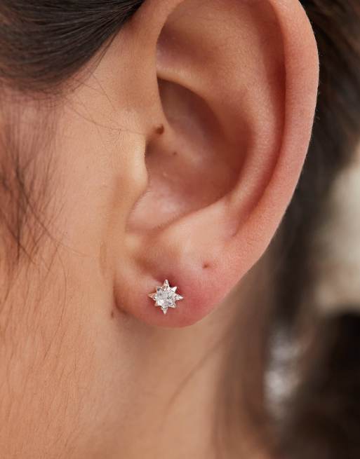 Kingsley Ryan 8 point gemset star stud earrings in sterling silver, 3 of 3