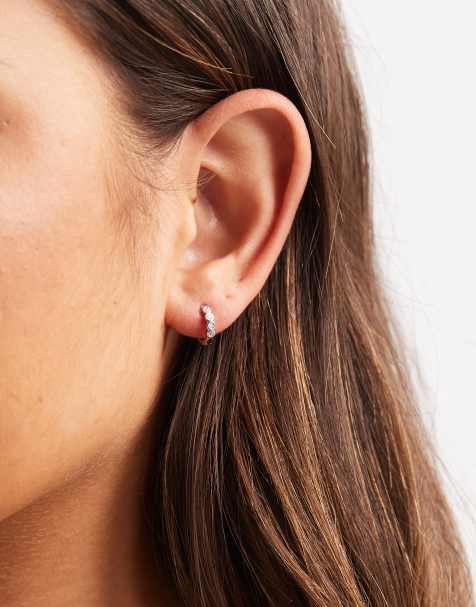 Kingsley Ryan 8mm gem set round hoops in sterling silver - view 1