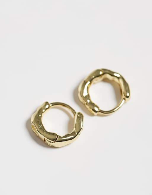 Kingsley Ryan 8mm textured huggie hoops in 14ct gold plated, 4 of 4
