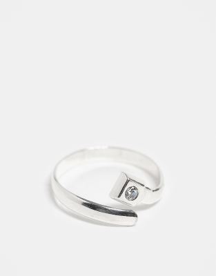adjustable gemset crossover toe ring in sterling silver