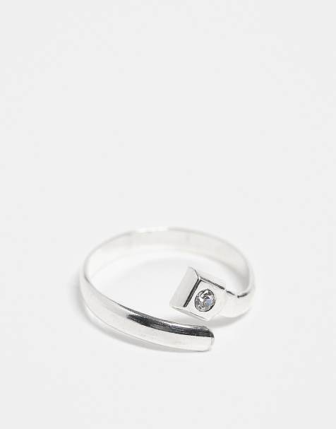 Kingsley Ryan adjustable gemset crossover toe ring in sterling silver - view 1