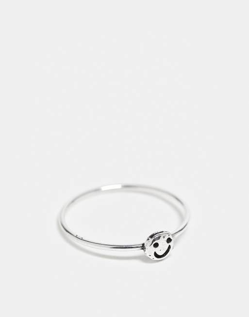 Kingsley Ryan - Anello a fascia in argento sterling con faccina sorridente
