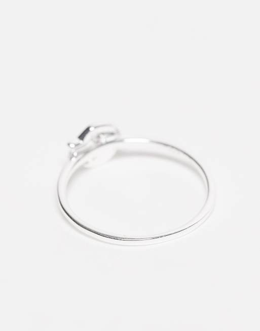 Kingsley Ryan - Anello a fascia in argento sterling con luna e stella con gemma incastonata, 2 di 3