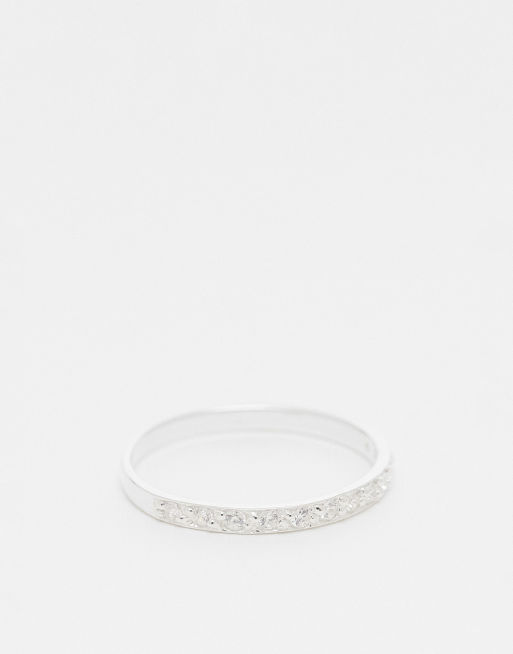 Kingsley Ryan - Anello a fascia in argento sterling con zirconia cubica