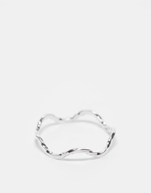 Kingsley Ryan - Anello a fascia ondulato e attorcigliato in argento sterling