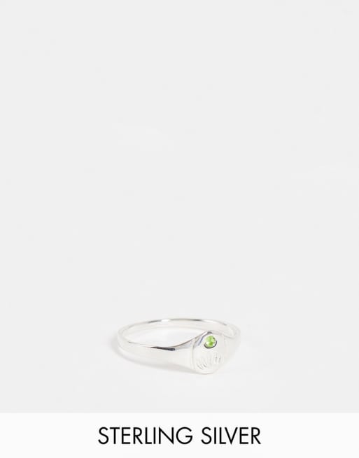 Kingsley Ryan - Anello in argento sterling con cristallo in peridoto per i nati nel mese di agosto