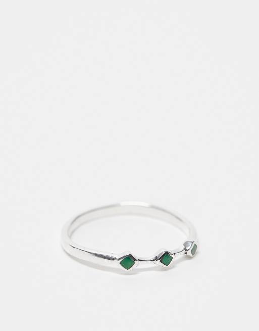 Kingsley Ryan - Anello in argento sterling con dettagli smeraldo