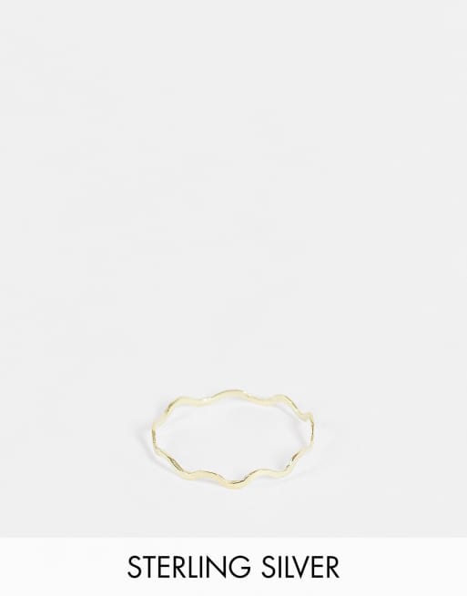 Kingsley Ryan - Anello ondulato in argento sterling placcato oro