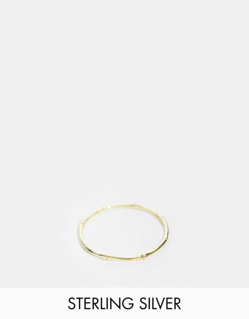 Kingsley Ryan - Anello ricurvo a fascia stile bambù in argento sterling placcato oro