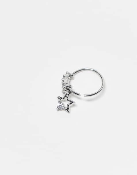 Kingsley Ryan - Anneau ouvert 10 mm à cliquet avec pendant étoile à strass - Argenté - view 1