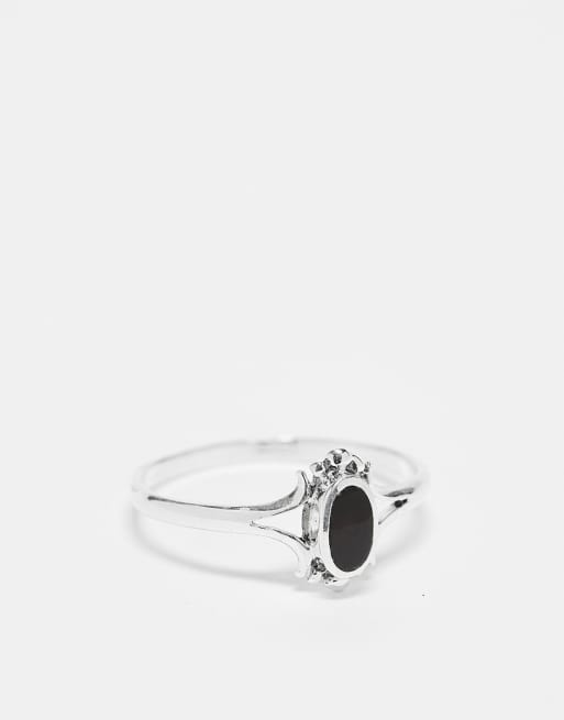 Kingsley Ryan - Bague avec onyx noire ovale en argent massif