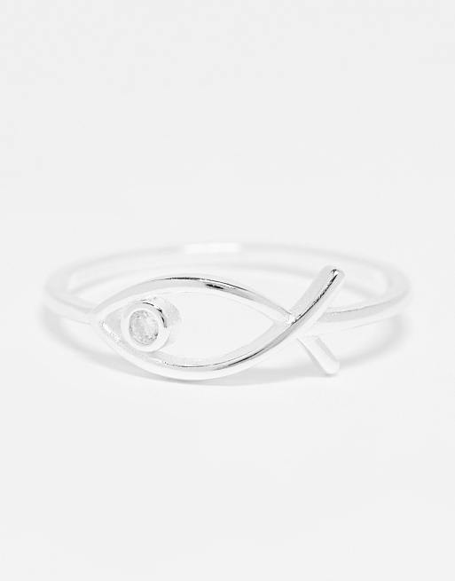 Kingsley Ryan - Bague avec poisson avec pierre fantaisie - Argent massif, 2 de 3