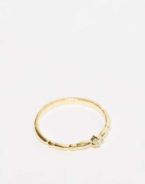 Kingsley Ryan band ring with cubic zirconia in gold plated - view 1