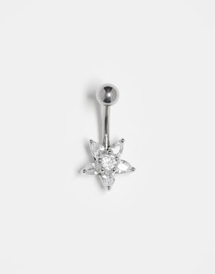 Kingsley Ryan - Bauchnabel-Piercing aus Sterlingsilber mit Stern-Motiv mit Kristallverzierung, 10 mm