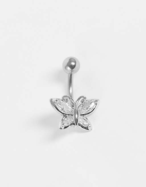 Kingsley Ryan – Bauchnabelpiercing aus Edelstahl mit Kristall-Schmetterling